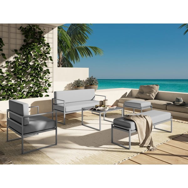 Šedý venkovní stůl v betonovém dekoru a šedém rámu Calme Jardin, délka 60 cm-image-1