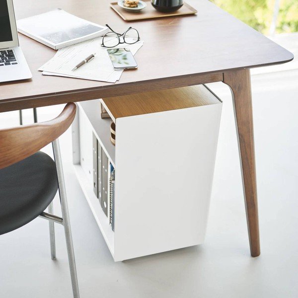 Valge metallist mobiilne riiul 60x59x35 cm Tower - YAMAZAKI-image-3