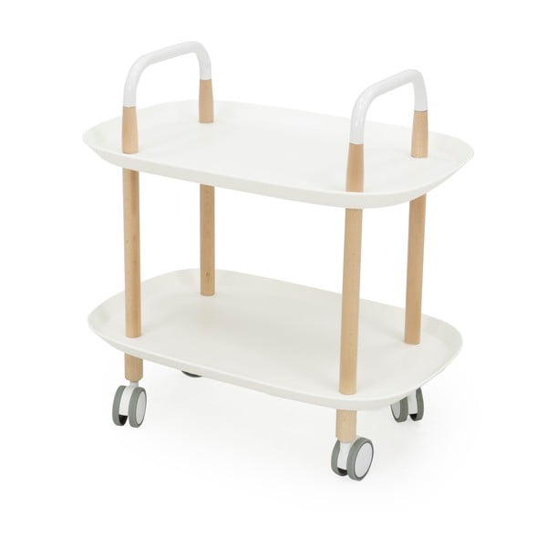 Bílý servírovací vozík na kolečkách Tenzo Wagon Beech