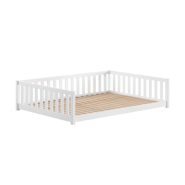 Valge männipuidust lastevoodi väljatõmmatava panipaigaga ja liistudest raamiga 140x200 cm Dallas - Vipack-image-2