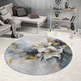Sinine-hall pestav ümmargune vaip ø 80 cm Golden Lilly - Mila Home