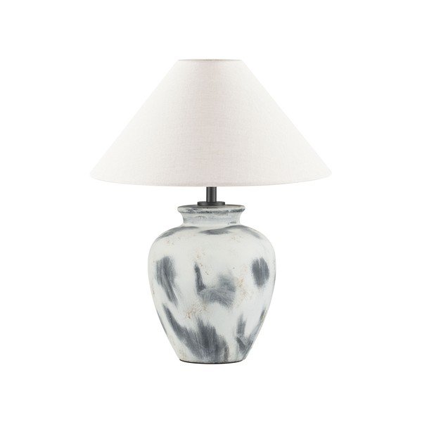 Valge/hall keraamiline laualamp tekstiilist varjuga (kõrgus 55 cm) Lupe - Nova Luce