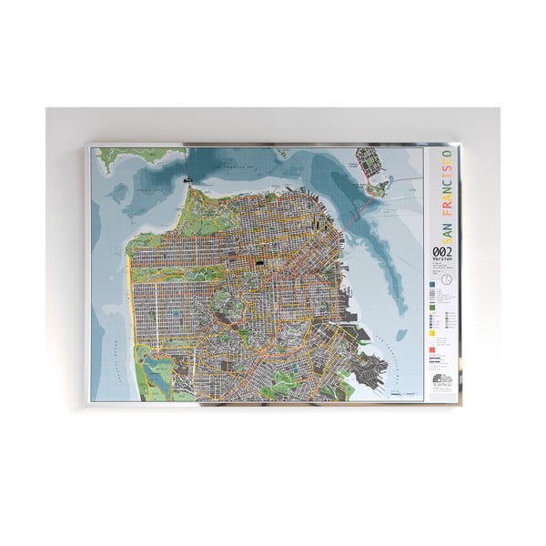 Mapa San Francisca v průhledném pouzdru The Future Mapping Company San Francisco City, 100 x 70 cm