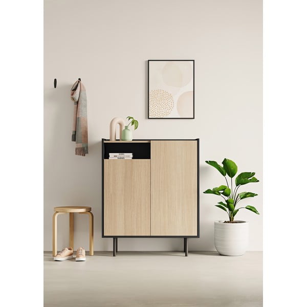 Must-puiduvärvi tammedekooriga kingakapp Sienna - TemaHome-image-1