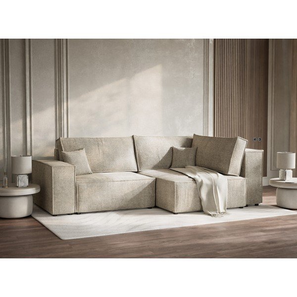 Beež šenilldiivanvoodi/panipaigaga nurgadiivan (parempoolne/L-kujuline) Tonga - Maison de Rêve-image-4