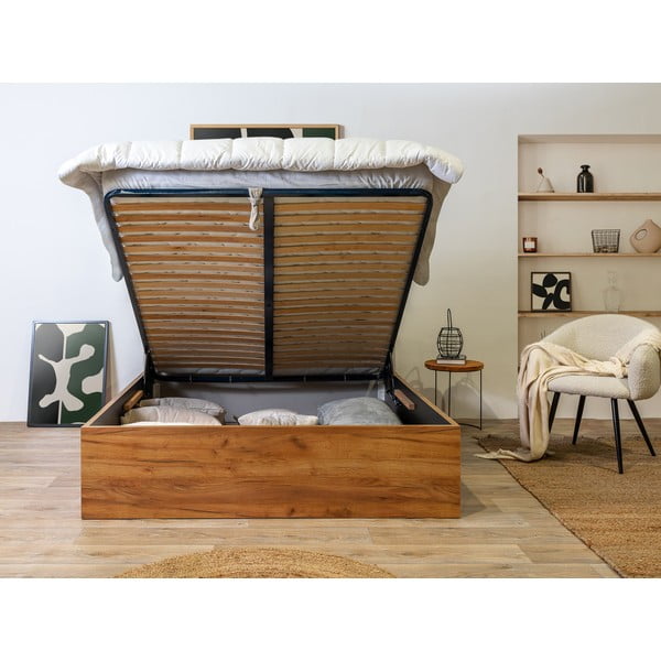 Beež polsterdatud kaheinimesevoodi koos voodipõhjaga 160x200 cm Cara - Bobochic Paris-image-3