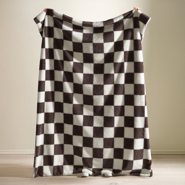 Valge/tumepruun tekk 130x170 cm Cosy Soft Checkerboard - Catherine Lansfield-image-1