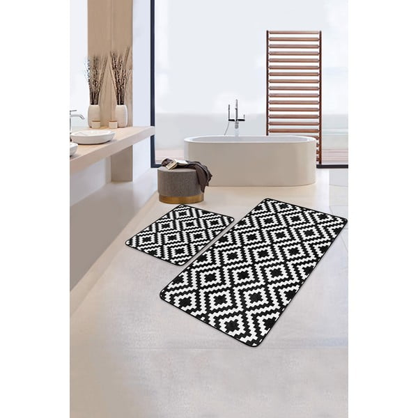 Valged-mustad vannitoamatid 2tk komplektis 60x100 cm – Mila Home-image-1