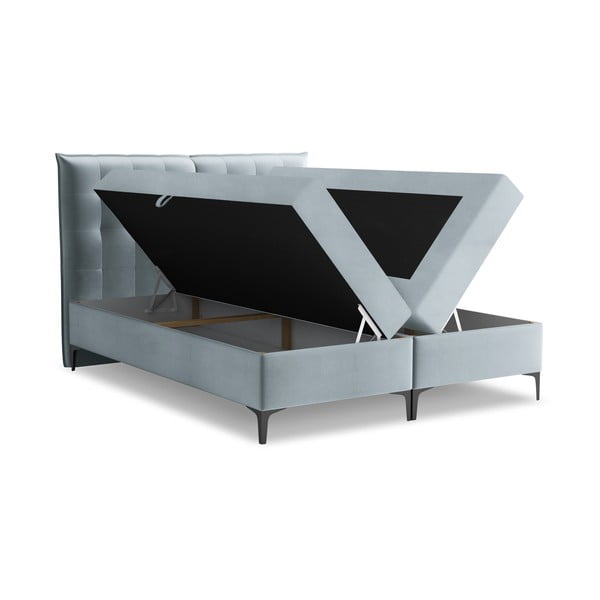 Helesinine boxspring voodi panipaigaga 180x200 cm Mikana – Makamii-image-1