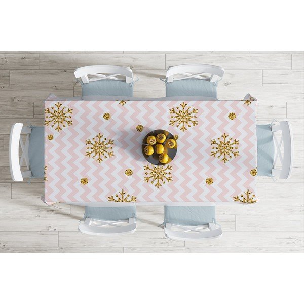 Jõululaudlina puuvillase seguga Gold Snowflake, 140 x 180 cm Snowflakes - Minimalist Cushion Covers-image-1