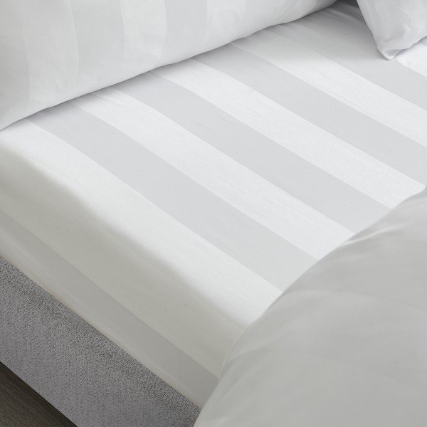 Valge satiinist lina 150x200 cm So Soft Satin Stripe - Catherine Lansfield-image-1