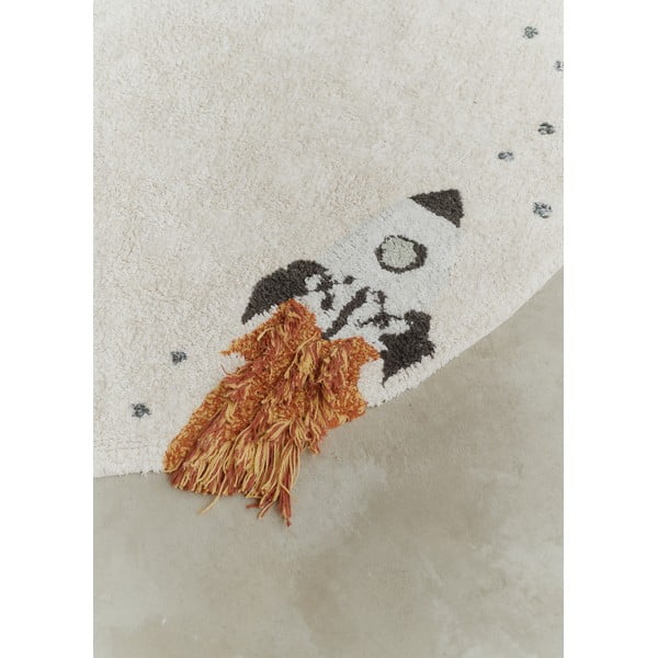 Kreem käsitsti kootud puuvillane pestav laste vaip ø140 cm Interstellar Journey – Lorena Canals-image-4