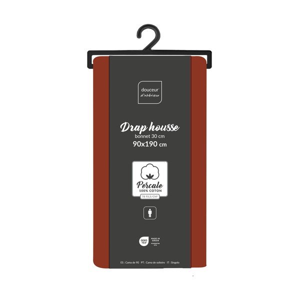 Puuvillasest perkaalist lina telliskivi värvi 90x190 cm Percaline - douceur d'intérieur-image-2