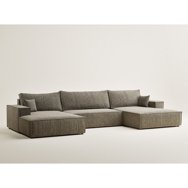 Pruun šenilldiivanvoodi/panipaigaga nurgadiivan ("U" kujuline) Kyoto - Maison de Rêve-image-2