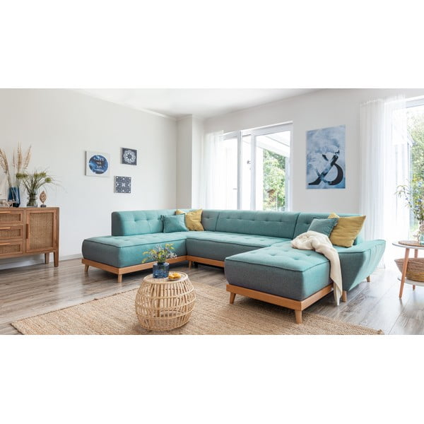 Türkiissinine nurgadiivanvoodi (vasak nurk/"U") Dazzling Daisy - Miuform-image-4