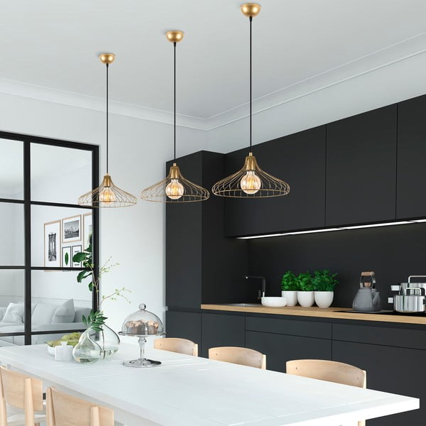 Kuldne rippvalgusti metallist varjuga ø 36 cm Depay - Opviq lights-image-2