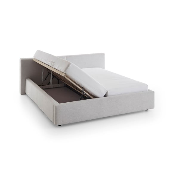 Hõbedane polsterdatud kaheinimesevoodi koos voodipõhja ja panipaigaga 180x200 cm Cube – Meise Möbel-image-4