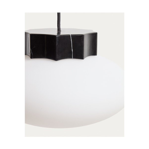 Valge/must metallist ripplamp klaasist varjuga, ø 26 cm Idela - Kave Home-image-3