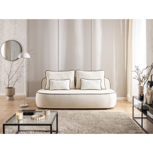 Pruun/kreemikas sametdiivanvoodi/panipaigaga 210 cm Saga - Ropez-image-1