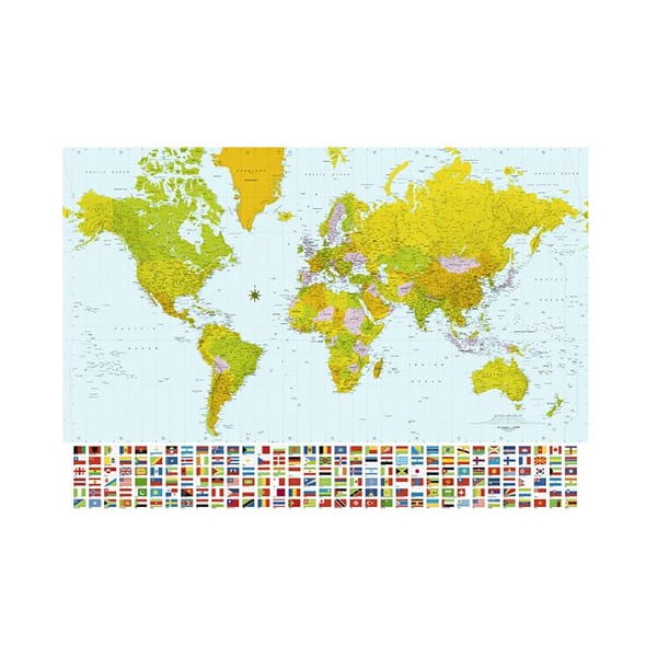 Osmidílná fototapeta World Map, 366 x 254 cm