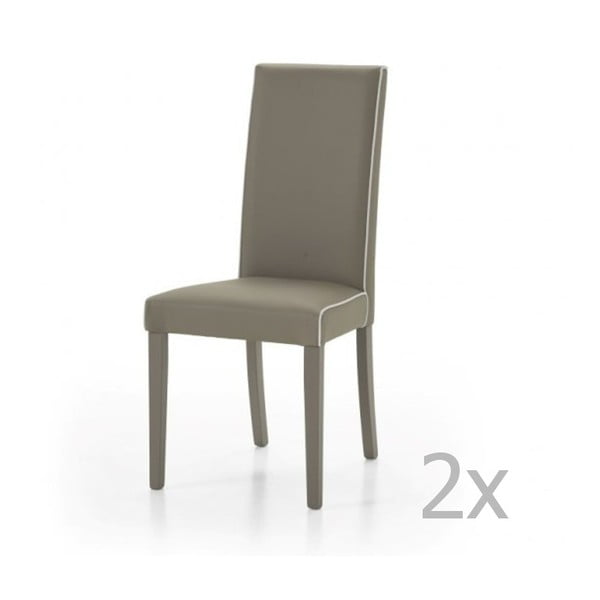 Sada 2 šedobéžových dřevěných židlí Castagnetti Ecco