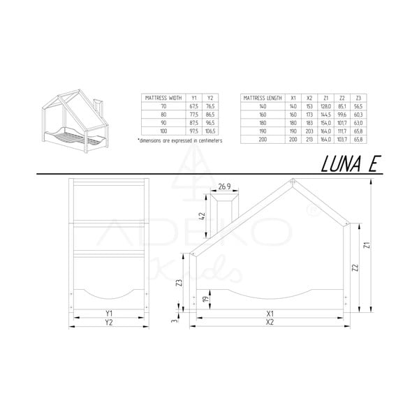 Voodi männipuidust lma, 90 x 200 cm Luna E - Adeko-image-3