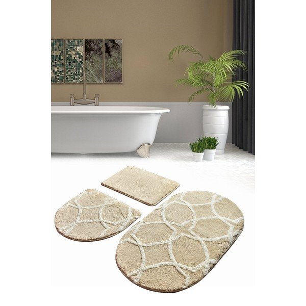 Beež vannitoavaipade komplekt 3 tk 60x40 cm Bonne - Foutastic-image-2