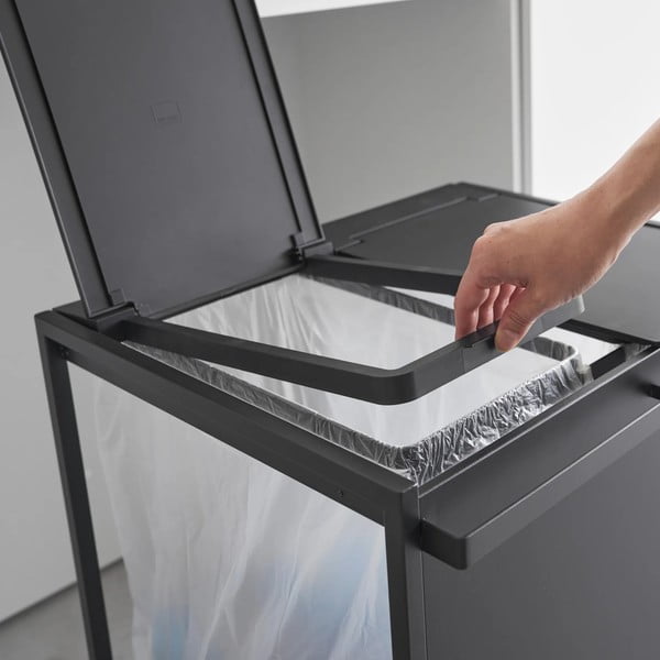 Must metallist prügikast sorteeritud jäätmete jaoks Tower - YAMAZAKI-image-3