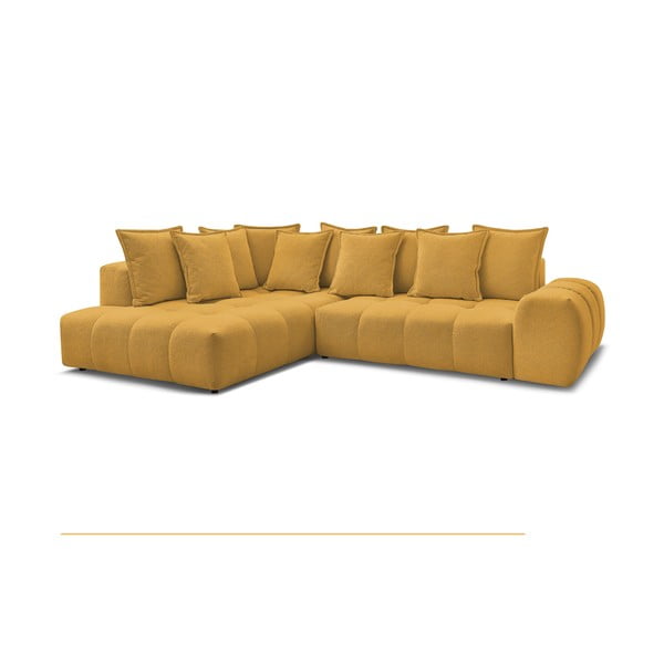 Šenilldiivanvoodi/panipaigaga nurgadiivan sinepivärvis (vasak nurk/L-kujuline) Everest - Bobochic Paris-image-3