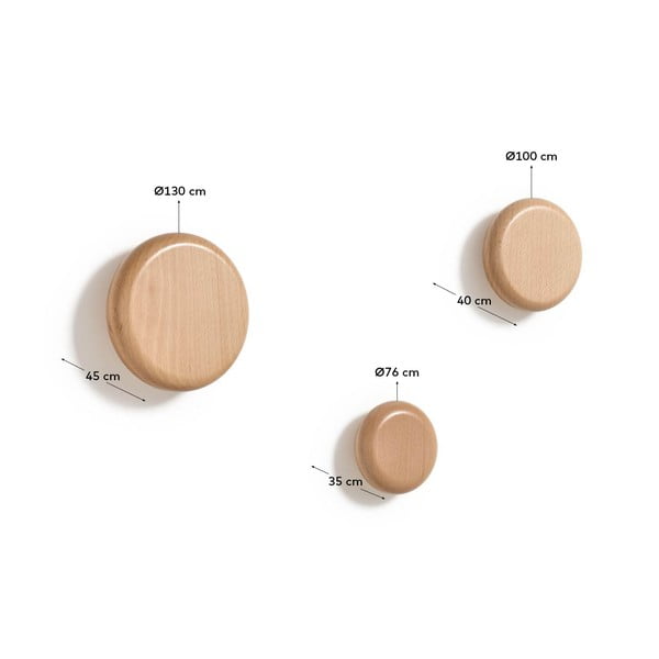 Seinale kinnitatavad puidust konksud 3 tk komplektis Nadue - Kave Home-image-3