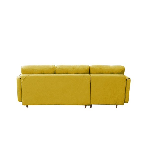 Hořčicově žlutá rozkládací pohovka se světlými nohami Mazzini Sofas Ladybird, levý roh-image-1
