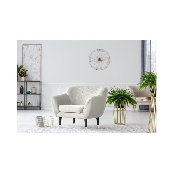 Krémové křeslo s černými nohami Mazzini Sofas Benito-image-2
