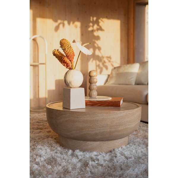 Ümmargune kiviimitatsiooinga diivanilaud ø 80 cm Noble - Zuiver-image-1