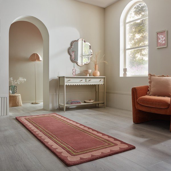 Burgundiapunane käsitsi kootud villane jooksja 80x230 cm Lois - Flair Rugs-image-1