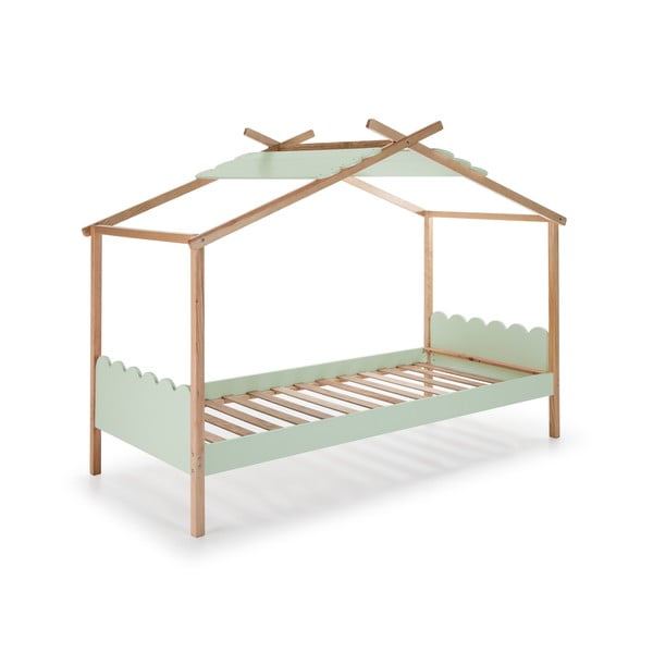 Roheline männipuidust laste voodi , 90 x 190 cm Nuvem - Marckeric