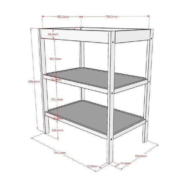 Pruun pöögipuidust mähkimislaud Dino - Vipack-image-2