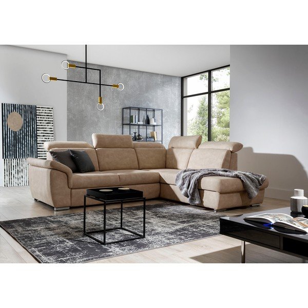 Beež sametist lahtikäiv/sahtliga nurgadiivan (parem nurk/L-kujuline) Loreto – ELTAP-image-2