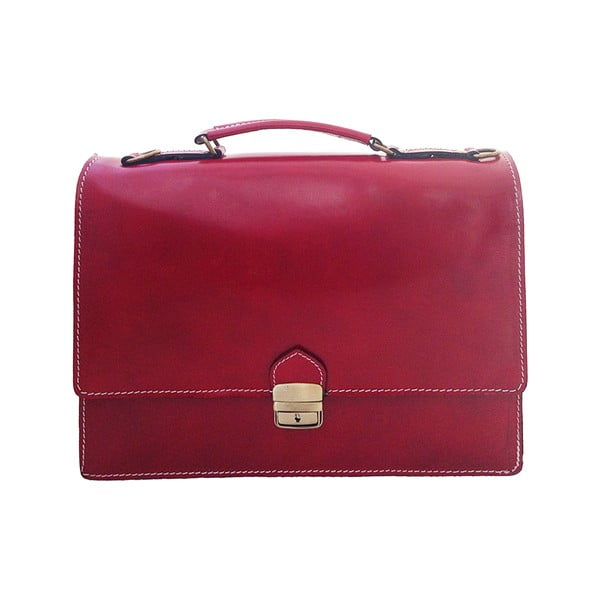 Kožená kabelka/kufřík Lambrusco, červená