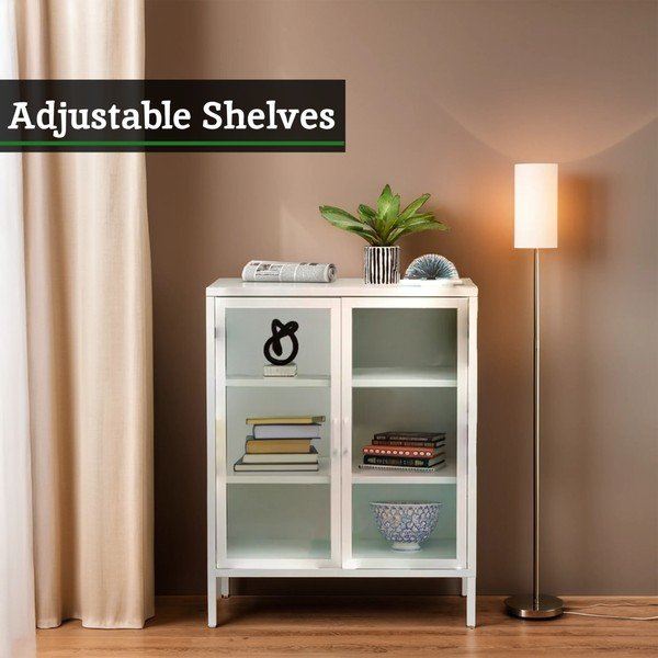 Valge terasest vitriinkapp 80x102x40 cm Acier - Premier Housewares-image-3