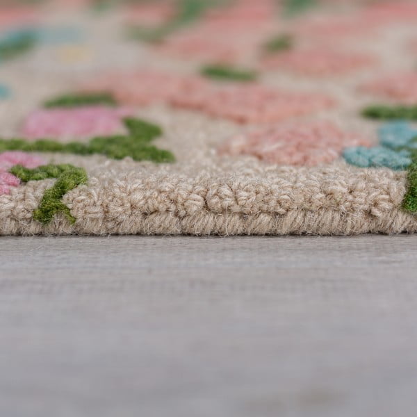 Kreem käsitsi kootud villane vaip 200x290 cm Emilia Floral - Flair Rugs-image-4