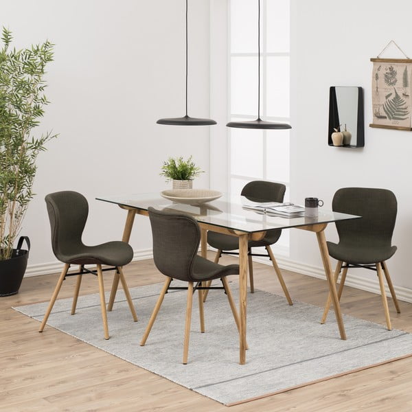 2 khakirohelise söögitooli komplekt Batilda - Actona-image-1