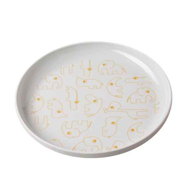 Dětský šedý talíř se žlutými detaily Done by Deer Yummy, Ø 20,5 cm