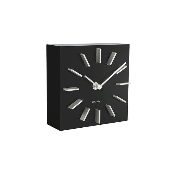 Černé stolní hodiny Karlsson Discreet, 15 x 15 cm