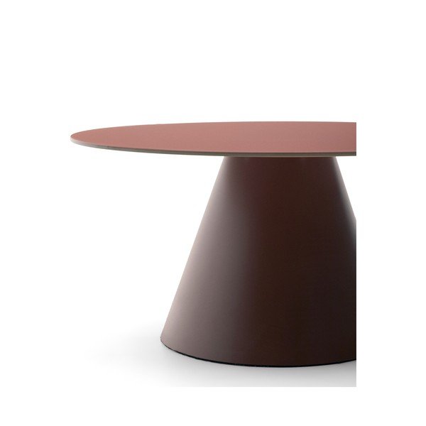 Terrakottapunane ümmargune diivanilaud klaasist pealispinnaga ø 80 cm Wilshire - Kave Home-image-2