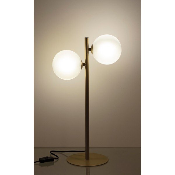 Kuldse värvi terasest laualamp klaasist varjuga (kõrgus 54 cm) Balls - Bizzotto-image-1