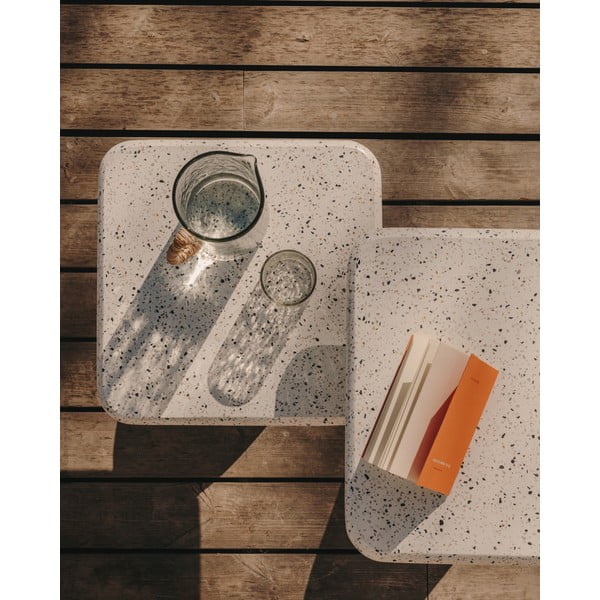 Valge terrazzo diivanilaud 48x48 cm Saura - Kave Home-image-2