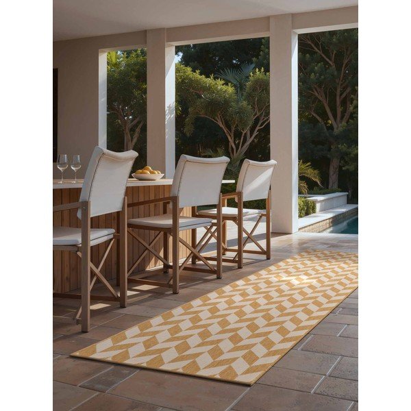 Ookerkollane/kreemikas sise- ja välistingimustes kasutatav jooksja 80x200 cm Haringey Terrick - Ted Baker-image-1