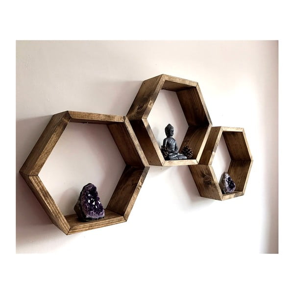 3 puidust seinariiuli komplekt Bee - Evila Originals-image-3