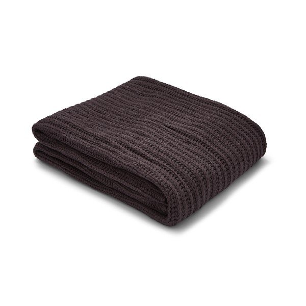 Tmavě hnědý pletený přehoz Catherine Lansfield Knit, 125 x 150 cm