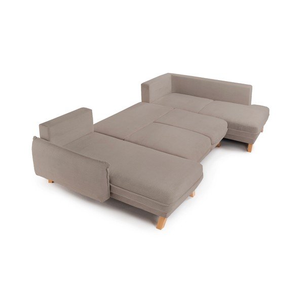 Taupe värvi velvetist diivanvoodi/panipaigaga nurgadiivan (parempoolne/U-kujuline) Tori - Bonami Selection-image-3